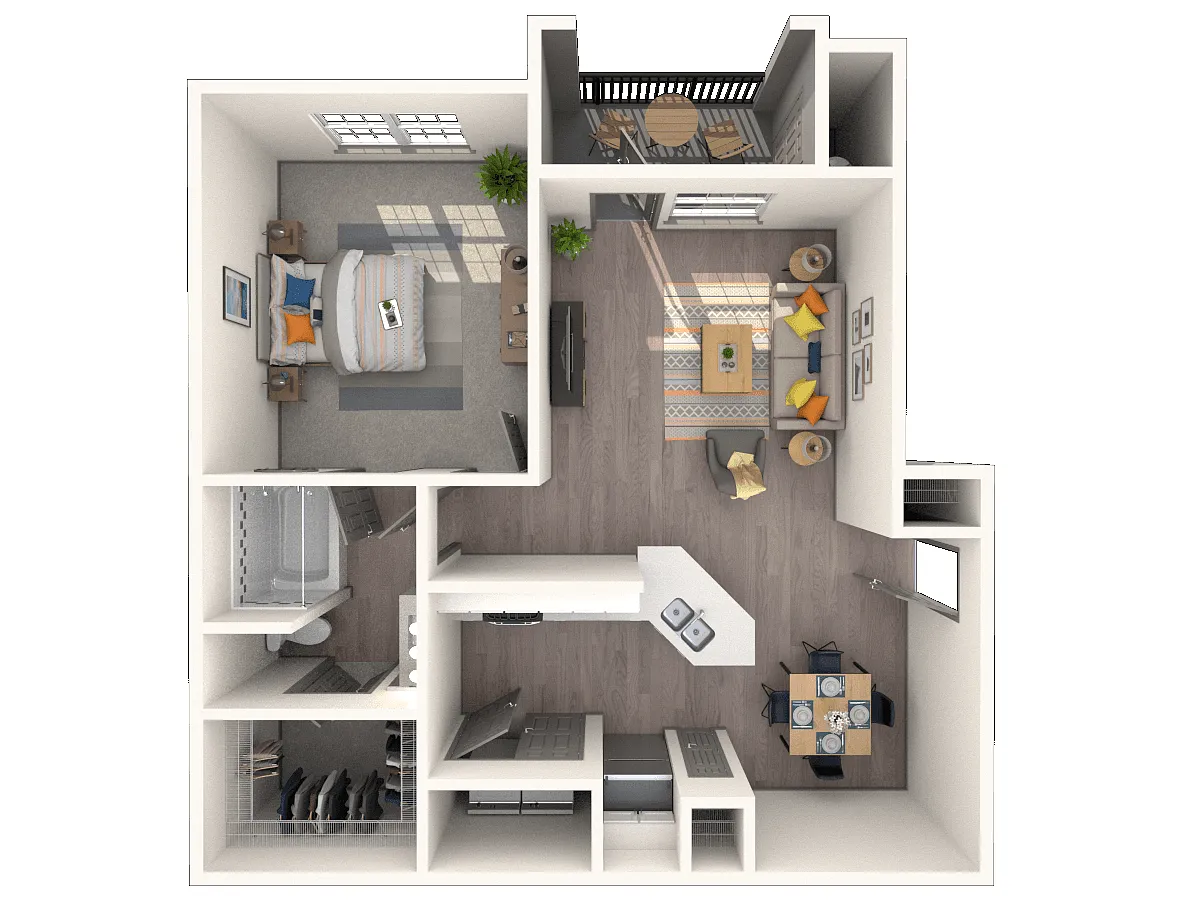 Floor plan 1 Bedroom 1 Bath 647