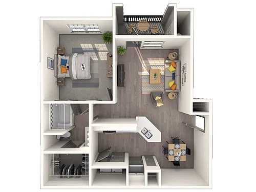 Floor plan 1 Bedroom 1 Bath 647