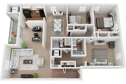 Floor plan Jacksonville 3 Bedroom 2 Bath Bonus Room