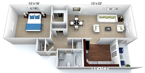 Floor plan 1 Bedroom 1 Bath