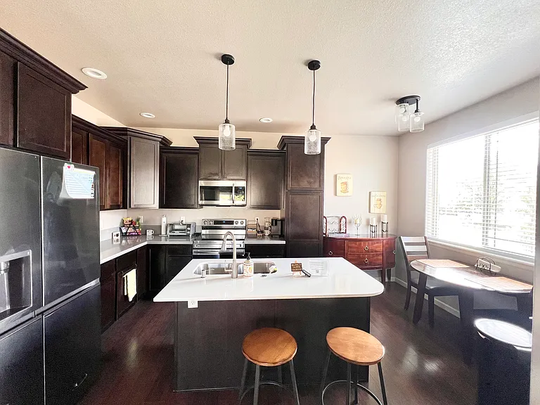 Kitchen and middle island