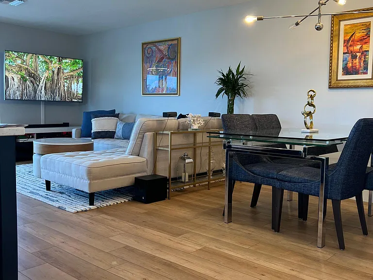 Dining area and living room