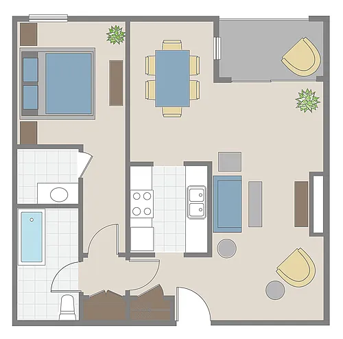 Floor plan Premier 1BR - 1BA