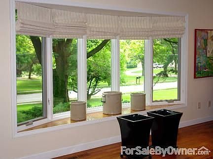 Bay window view in living room