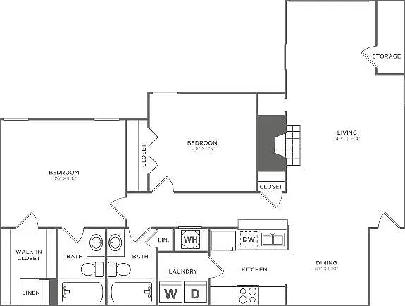 Two Bedroom Two Bath (1,151 SF) Two Bedroom Two Bath (1,151 SF)