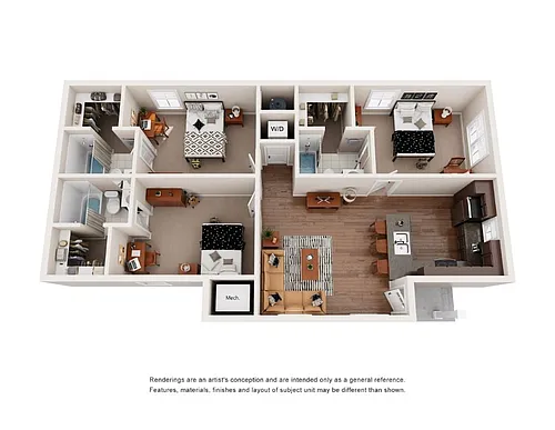 Floor plan Three Bedroom Cottage