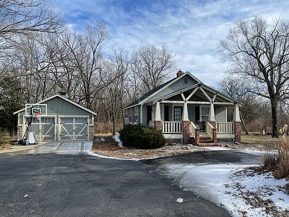 Exterior. Detached 2 car garage.