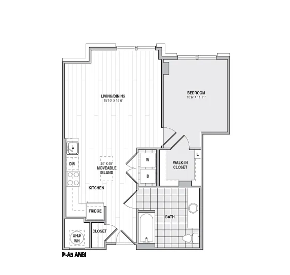 Floor plan 1Bed/1Bath-A5Ansi