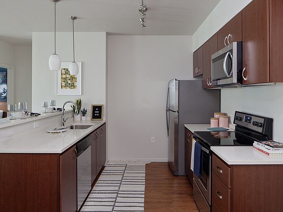 Grant Park Village side kitchen shot showing dark cabinets and appliances
