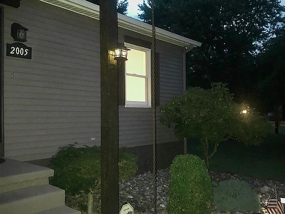 Solar awning lights at dusk