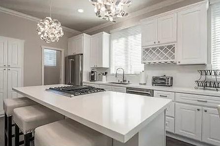 Kitchen island/gas cook top.