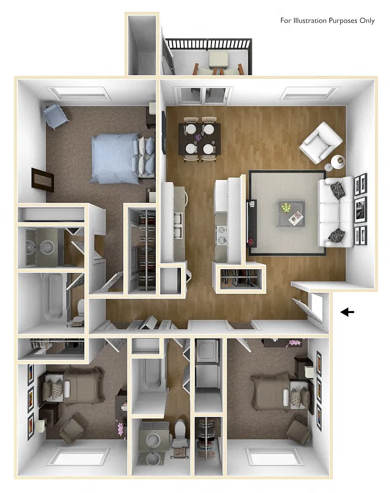 Floor plan Three Bed Two Bath A