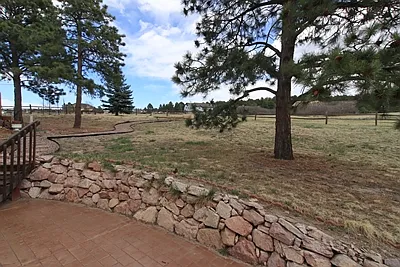 backyard view lower and upper pavers patio area with pavers pathway