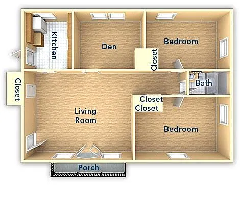 Floor plan Two Bedroom Den