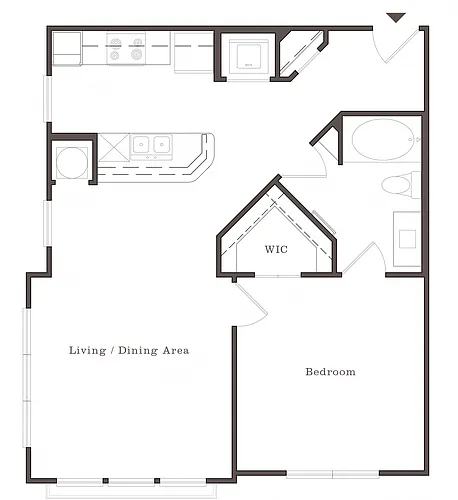 Floor plan HG - 1BR 1BA (761 SF)