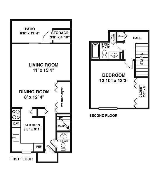 Floor plan 1 BR Townhome