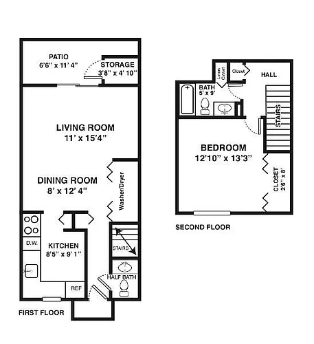 Floor plan 1 BR Townhome