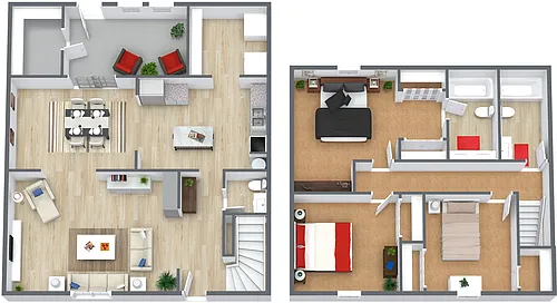 Floor plan 3 Bedroom 2.5 Bath Townhouse