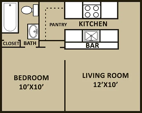 Floor plan 1 Bedroom 1 Bath