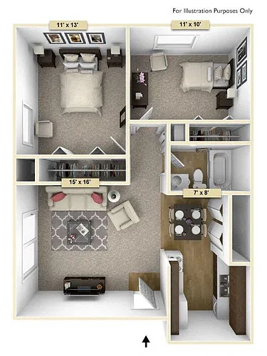 Floor plan Two Bedroom Hemlock