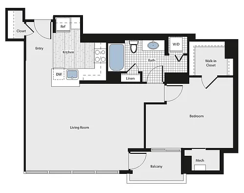 Floor plan 1 Bed/1 Bath - aa6