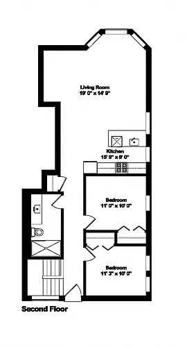 Floor plan Two Bedroom (One Bathroom)