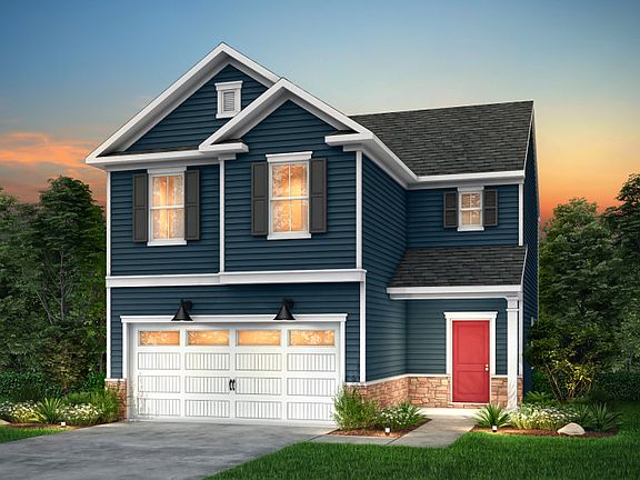 Douglas Exterior LC2H features siding, stone accents, covered front porch and 2 car garage