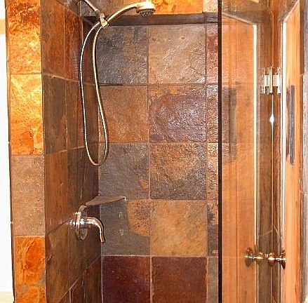 Slate with glass shower door