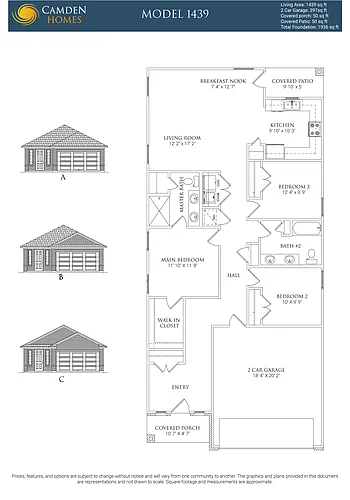 Floor plan 3 Bedrooms and 2 bathrooms