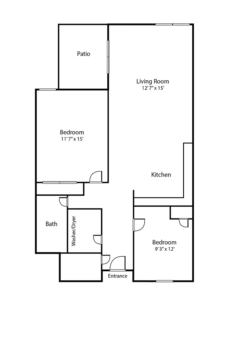 Floor plan 2 Bed / 1 Bath