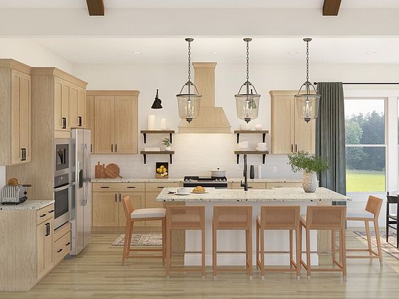 Kitchen with pendant lighting