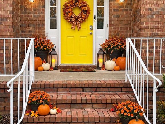 A festive porch to a warm home!