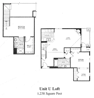 Floor plan Two Bedroom Loft UU