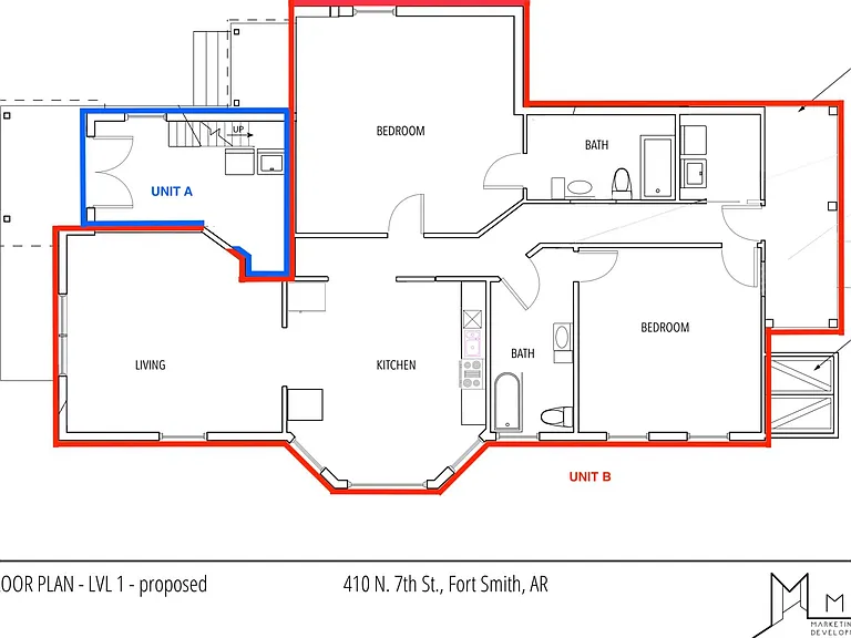 The area traced in red is Unit B
