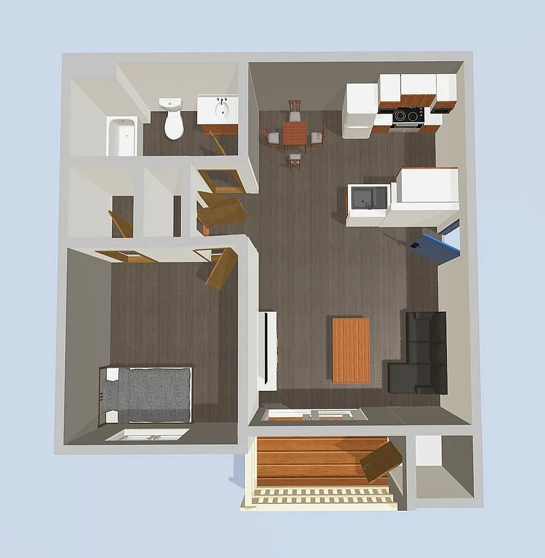 Floor plan 1 bedroom w/ washer and dryer