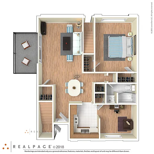 Floor plan 1 Bed 1 Bath Den Premium
