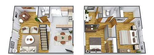 Floor plan 3 Bed 1 bath Townhome