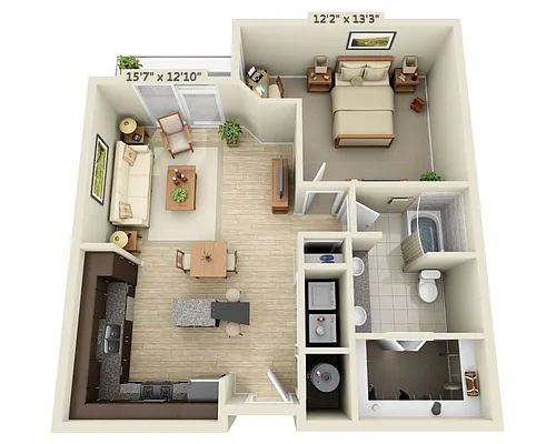 Floor plan One Bedroom A1D