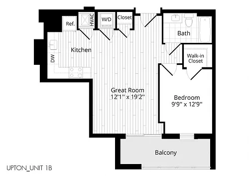 Floor plan 1 BR 1A