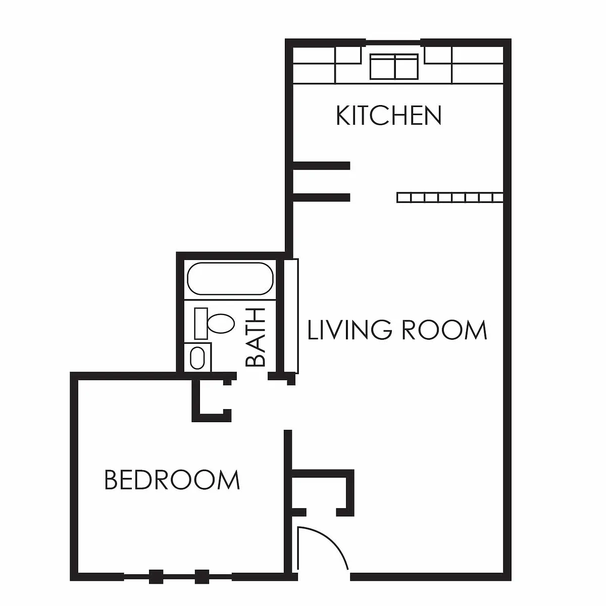 Floor plan 1 bed, 1 bath 550