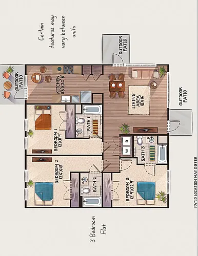 Floor plan 3 Bedroom Flat