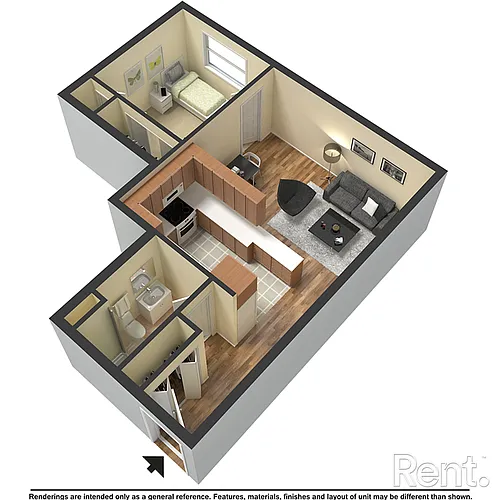 Floor plan 1 Bedroom B