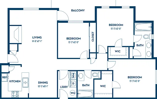 3 Bedroom | 2 Bath | 1355 SF (Attached Garage Available) 3 Bedroom | 2 Bath | 1355 SF (Attached Garage Available)