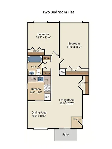 Floor plan 2 Bedroom Flat