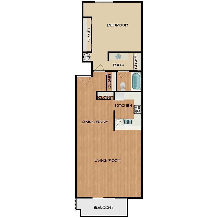Floor plan 1 Bed 1 Bath