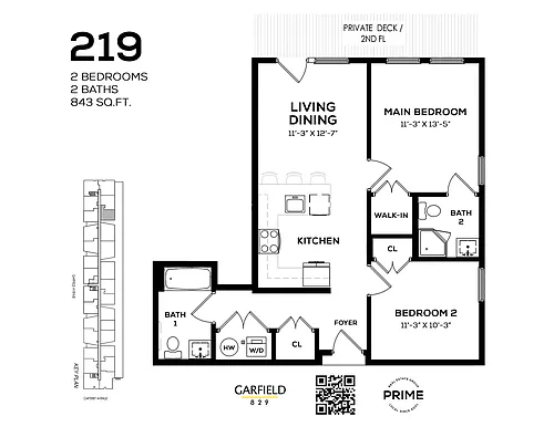 Floor plan 829 - 2B Private Deck