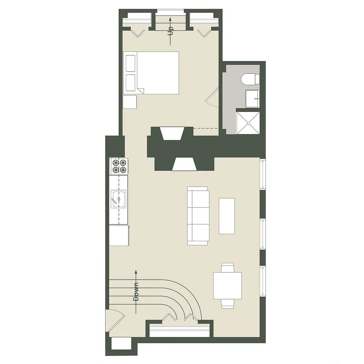 Floor plan 1 Bedroom - 1 Bathroom