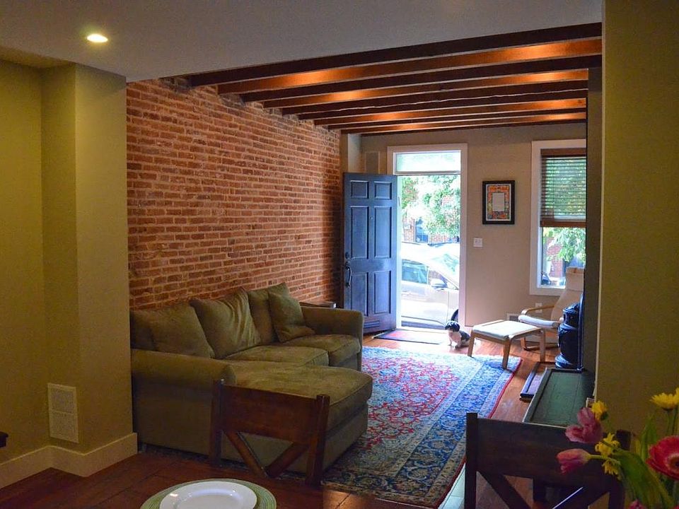 Living Room Details - Exposed Ceiling & Brick