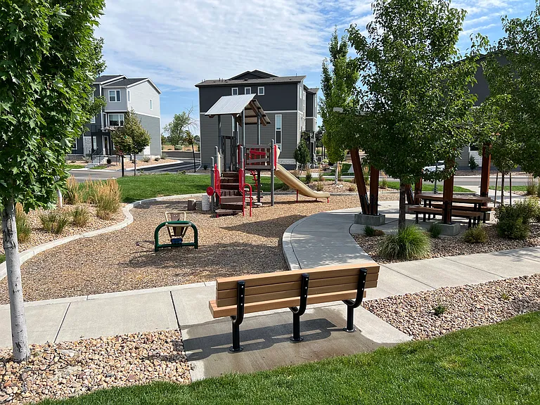 Playground at the end of the green space
