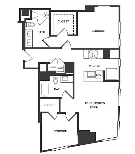 Floor plan 2 Bed/2 Bath-E